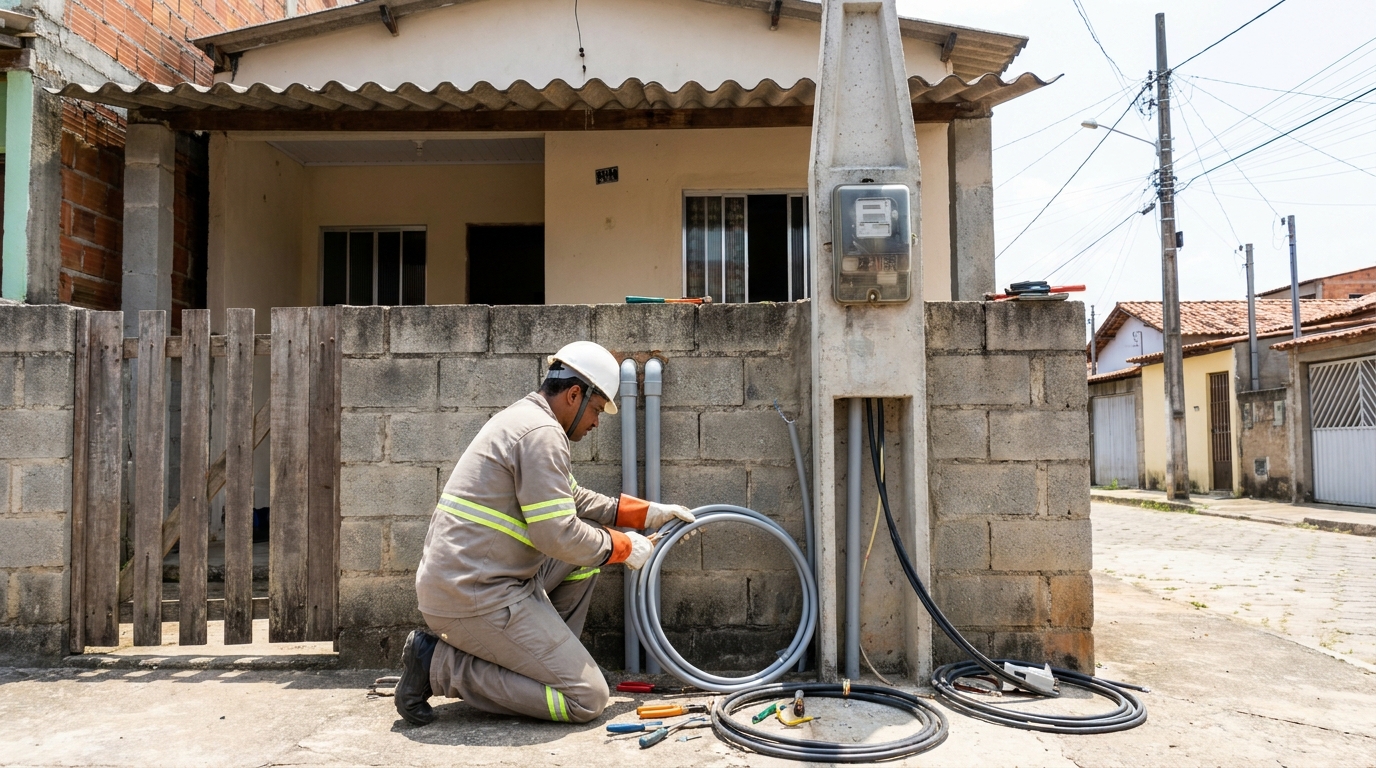 Instalação de Poste Padrão na Santa Sofia, Belo Horizonte‑MG